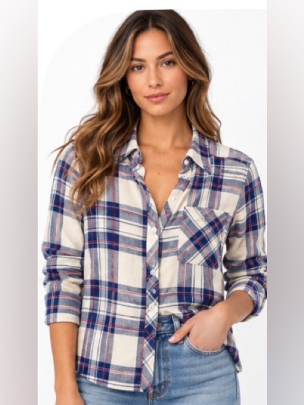 Rails Hunter Plaid Flannel Shirt Small White Blue Raspberry Button Down